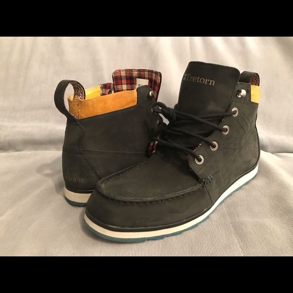 Tretorn Black Mens Ankle Holdyn Leather Boot Shoe